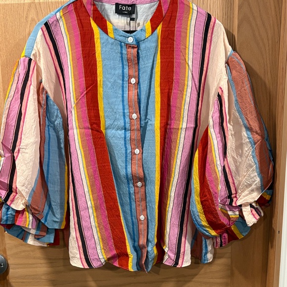 Fate Colorful Striped Button-Up Blouse - Picture 1 of 6